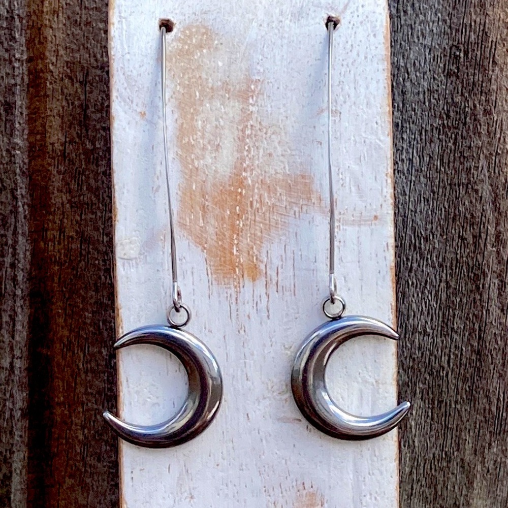 Moon Goddess Heavy Stainless Steel Earrings